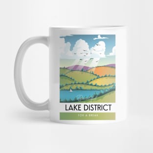 Lake District England travel poster. Mug